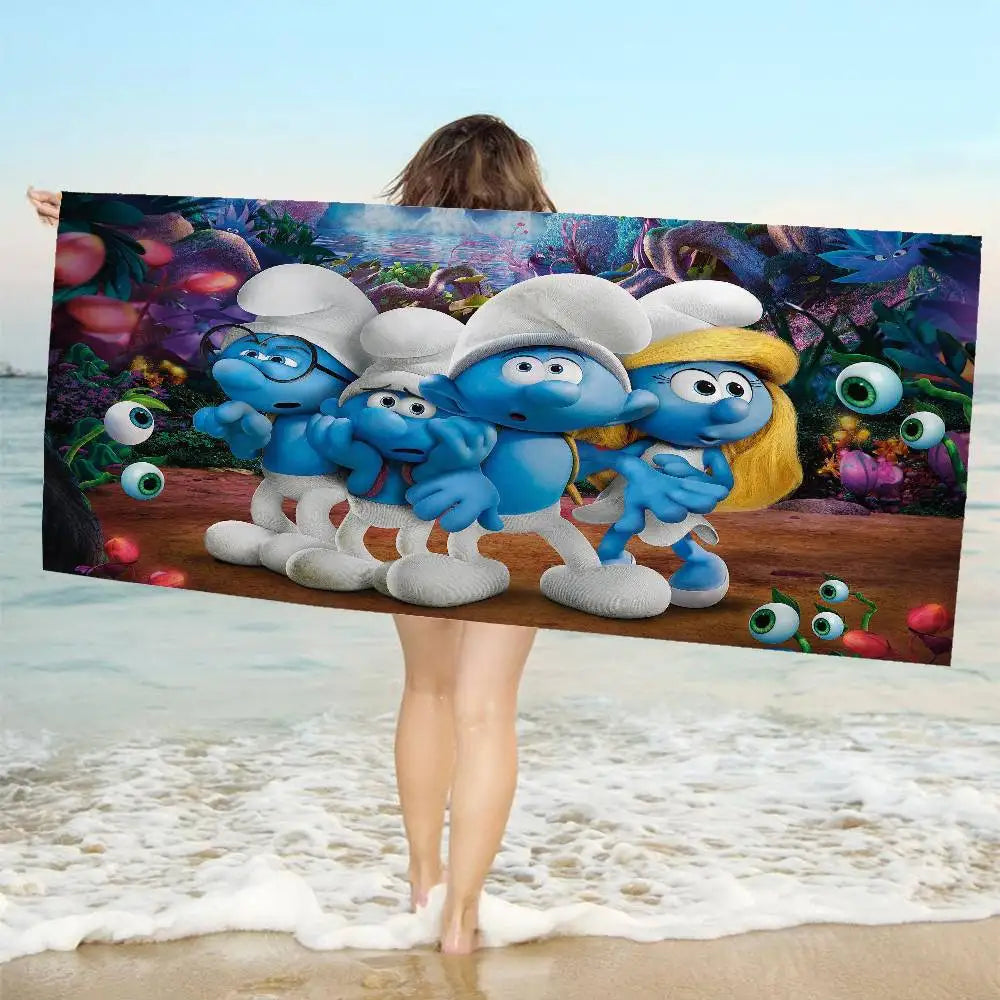 Cartoon S-Smurfs Cartoon Beach Towel Cute Kawaii Room Decor Bath Girls Children Hand Towels For Bathroom Shower