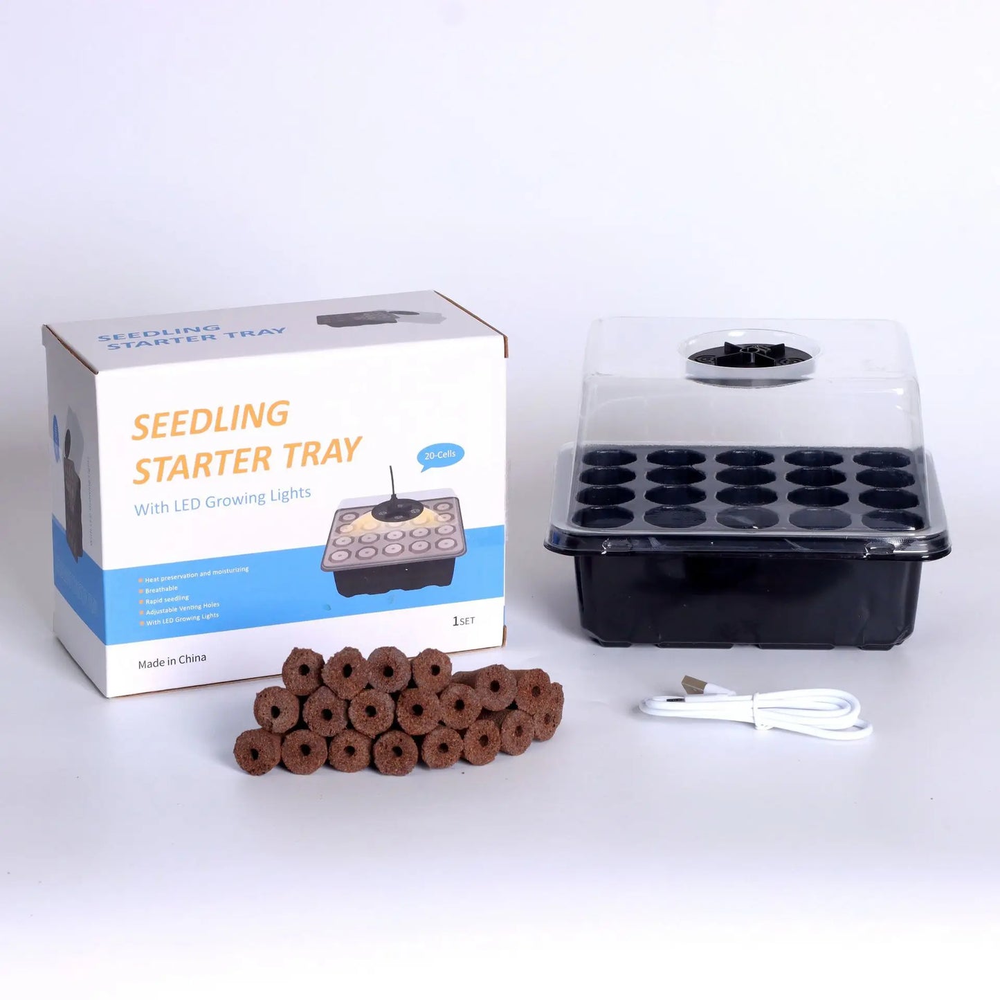 20 Hole Hydroponic Plant Seedling Pots with Intelligent Fill Light Seedling Tray for Fruit Vegetable Gardening Planting Supplies