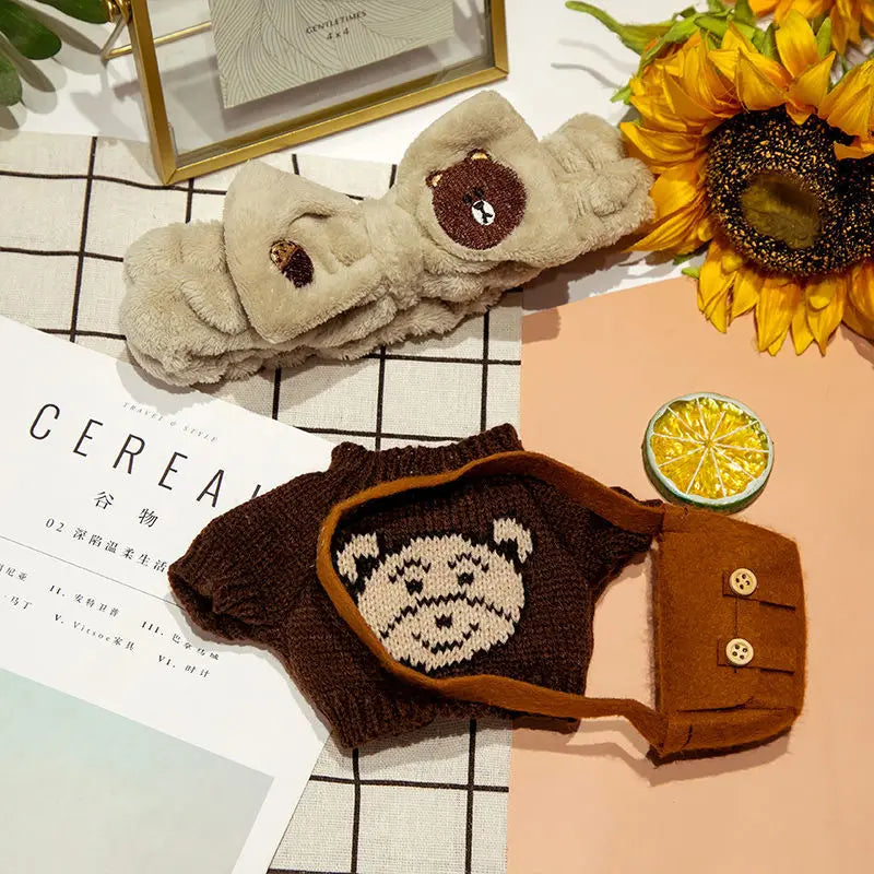 1set Clothes Suit Exquisite Soft Knitted Sweater DIY Accessories For 30cm Kawaii Yellow Duck Lalafanfan Plush Toys Stuffed Dolls