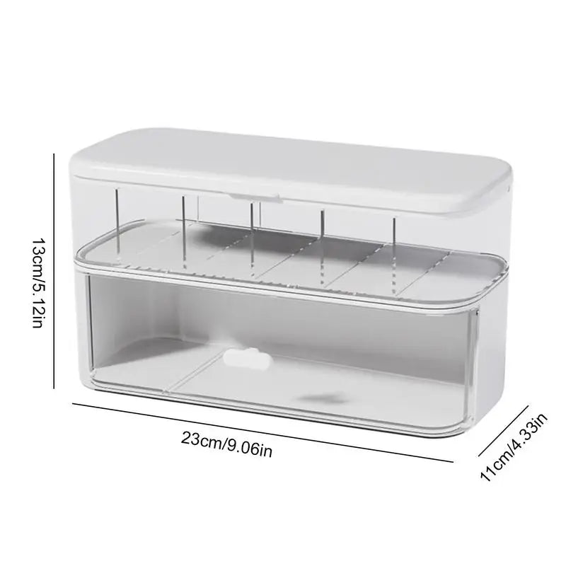 Cable Organizer Box Clear Cord Storage Organizer Cable Management Box with Compartments Charger Wires Case for Drawer Desk