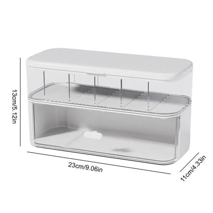 Cable Organizer Box Clear Cord Storage Organizer Cable Management Box with Compartments Charger Wires Case for Drawer Desk