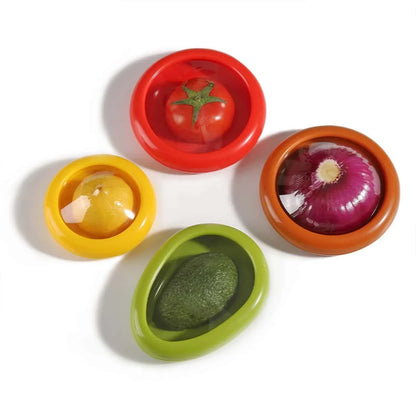 1/4PCS Reusable Food Saver Box Half Cut Fruit Freshing Retractable Film Storage Container Fruit Preservation Seal Cover Kitchen