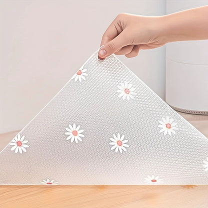1 Roll Daisy Shelf Liner Kitchen Cabinet Pad Paper Non-Slip Refrigerator Liner Waterproof Fridge Pad Cupboard Mat Drawer Liner