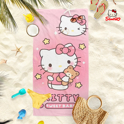Adorable Cartoon-Printed Beach Towels: PomPomPuu, Pochacco, Cinnamo, and Kitty Designs! Suitable for towels, bath towels