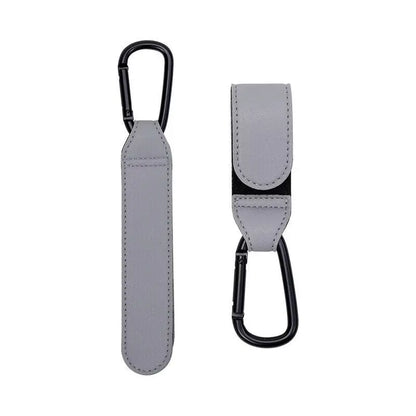 2pcs Leather Stroller Hook Baby Stroller Hook Carabiner Hook Velcro Hook Walking Universal Hook Artifact Kids Travel Accessories