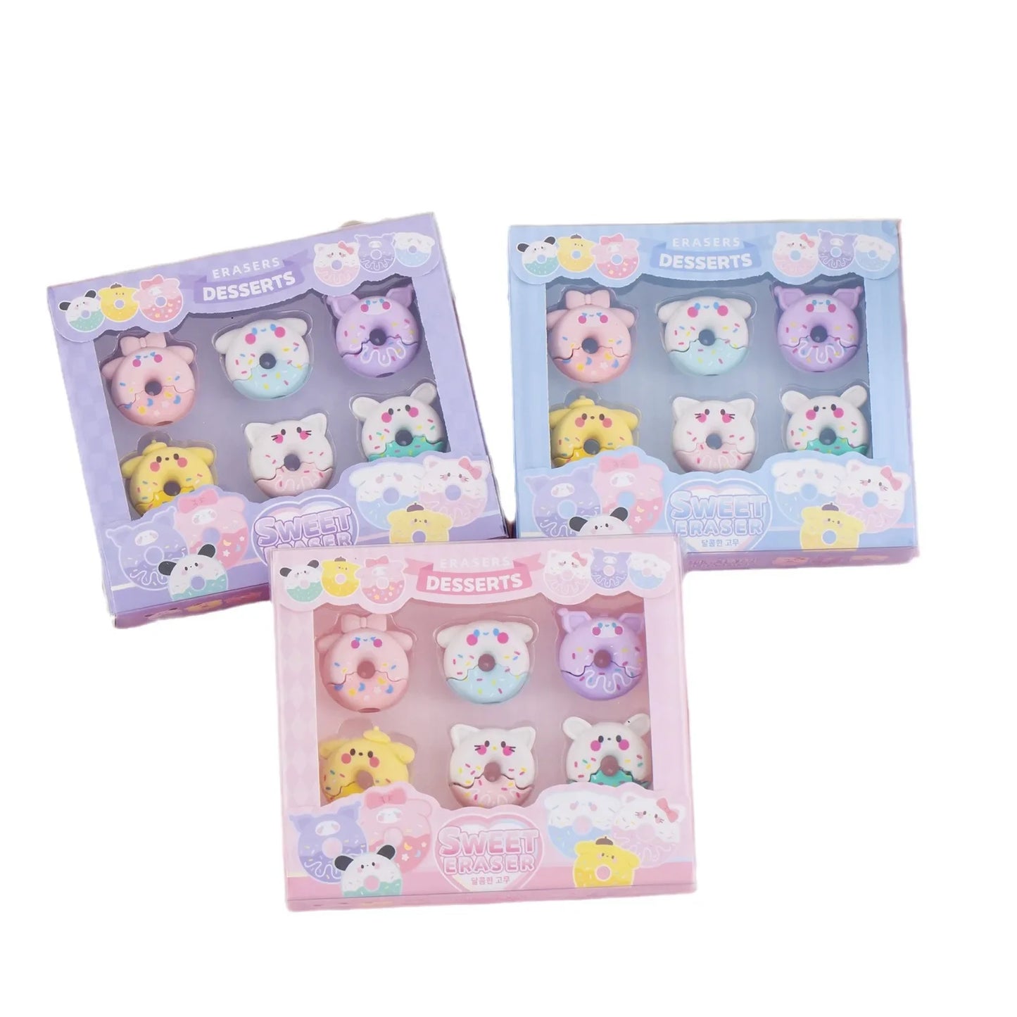 6pcs/Boxes Kawaii Creative Donuts Student Stationery School Office Supplies Children Erasers Kids Pencil Erasers