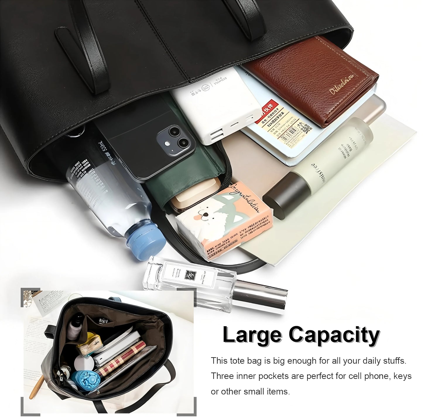 Women Fashion Bag Tote Bags for PU Shoulder Bag for Women Versatile Large Capacity Bags Split Leather Totes Handbag Work Travel