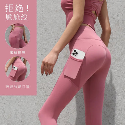 2024 Yoga Pants With Pocket Women Leggings For Fitness Nylon High Waist Long Pants Women Hip Push UP Tights Women Gym Clothing