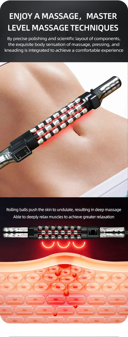 Relaxed Red Light Heated Massage Device 36W Roll Massager 360 Rotating Inner Ball Roller For Whole Body Anti Cellulite