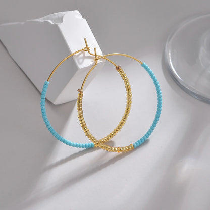 Bohemian Fashion Colored Beaded Earrings Exquisite Round earring For Women Handmade Summer Beach Jewelry Accessories Gifts