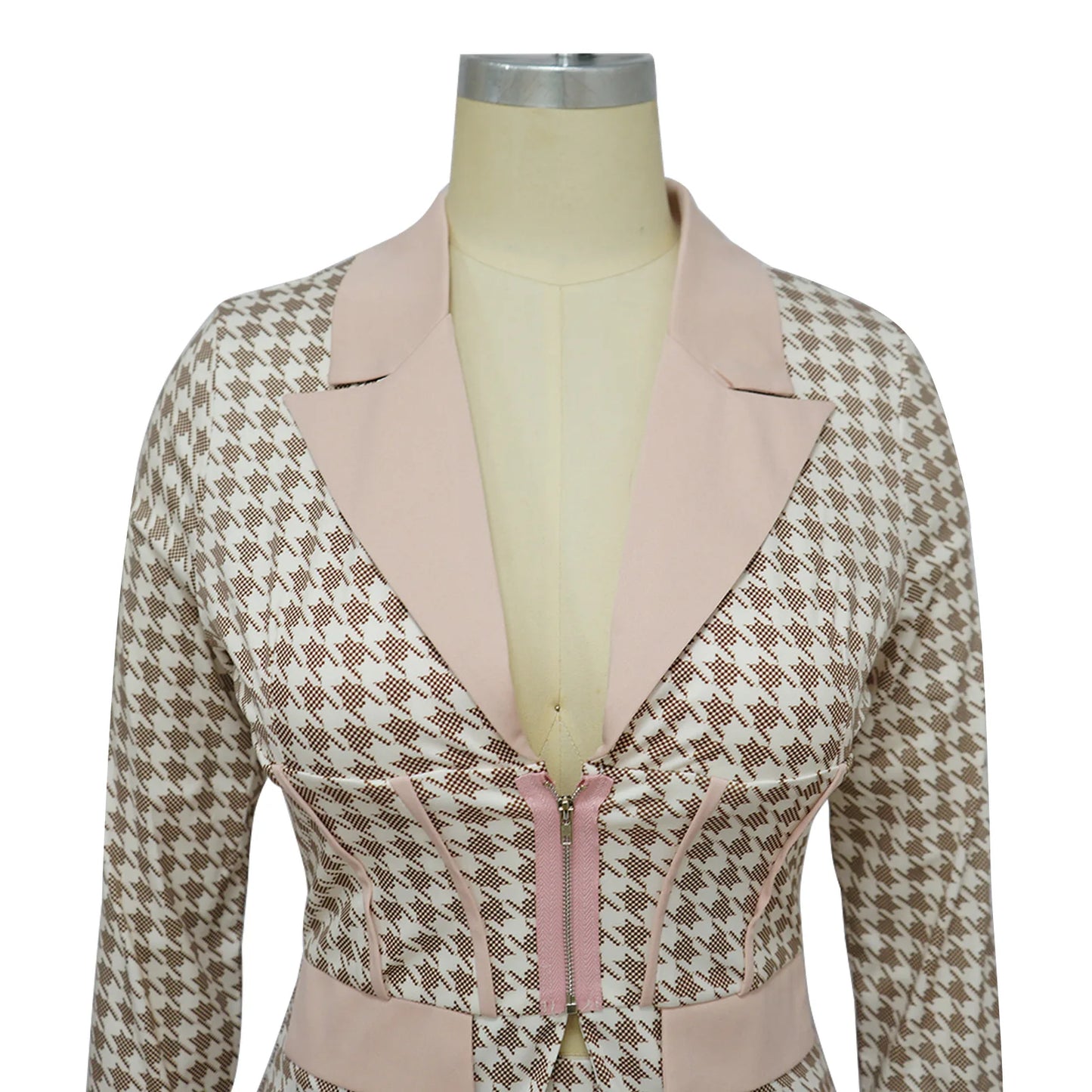 Women Two Piece Sets Outfits Elegant Tweed Slim Long Trousers Short Coat Tops Lady Clothes Formal Business Office Work Suits