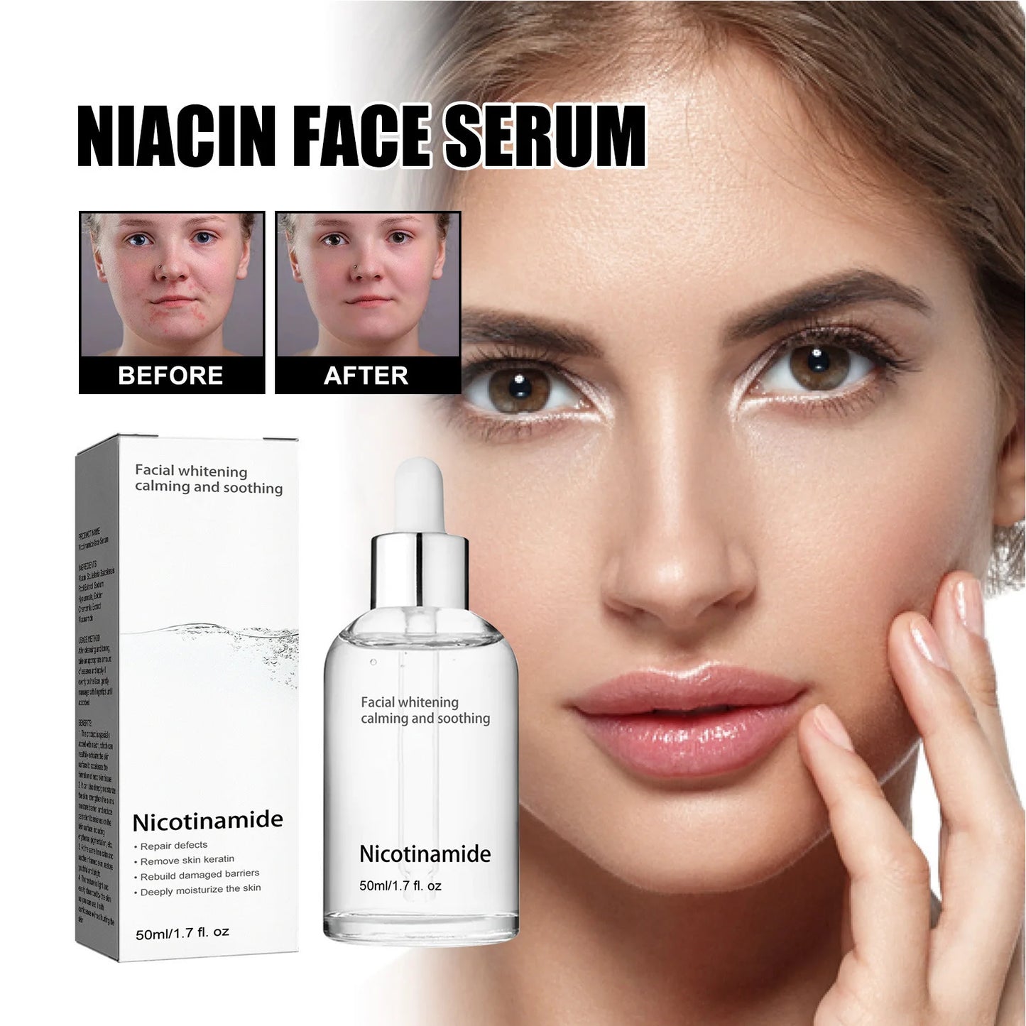 Facial Niacinamide Serum for Face Spots Removal Minimizing Pores Nicotinamide Brightening Serums 50ml