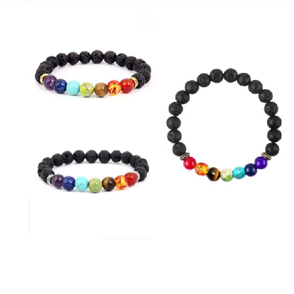 1pcs Bracelet For Men And Women Volcanic Stone Hand Beaded Colored Stone Stretch Hand Jewelry