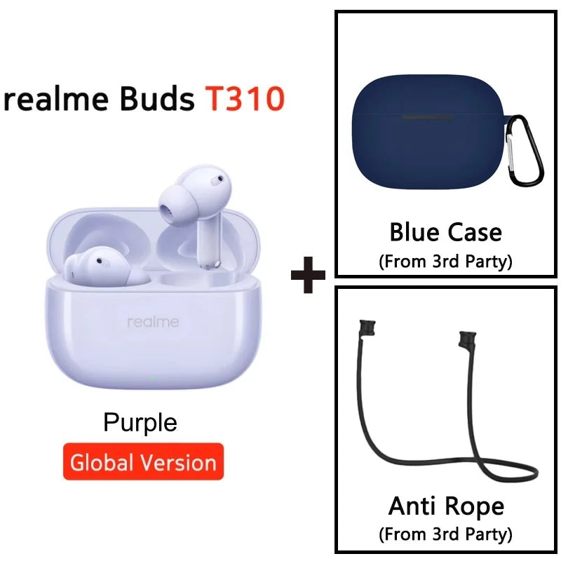 Global Version realme Buds T310 True Wireless Earphone 46dB Active Noise Cancelling TWS Earphone Bluetooth 5.4 For realme phone