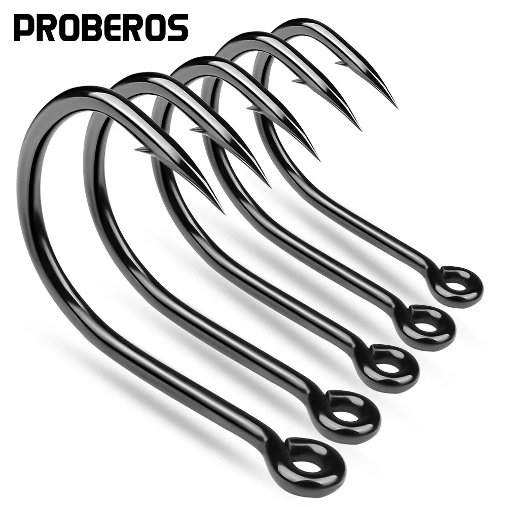 PROBEROS 10Pcs/lot Thick High Carbon Steel Fishhook Lron Hook With Barb Hook for Haihu River Fishing Gear Accessories Wholesale