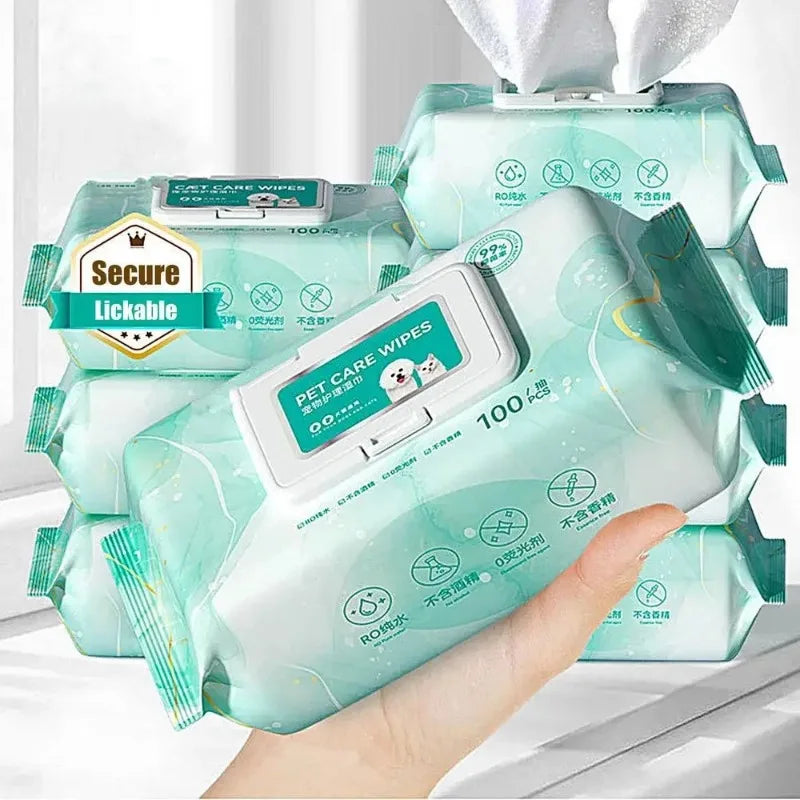 Pet Deodorant wipes 100Pcs Cleaning Tear Stains Decomposition Odor Pure Water Safe Gentle Pet Wipes cleaning wipes for dogs cats