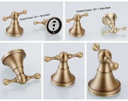 Bathroom Accessories Antique Brass Wall Mounted Toilet Paper Holder Towel Ring Robe Coat Hook Bathroom Hardware