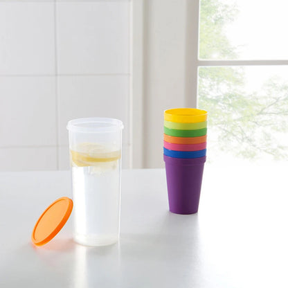 7pcs Rainbow Plastic Cups Set Reusable Water Mug Picnic Travel Trendy Funny Portable Rainbow Suit Cup Party Kids Drink Cup