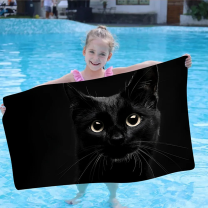 Black Cat Cartoon Beach Towel Cute Kawaii Room Decor Bath Girls Children Hand Towels For Bathroom Shower