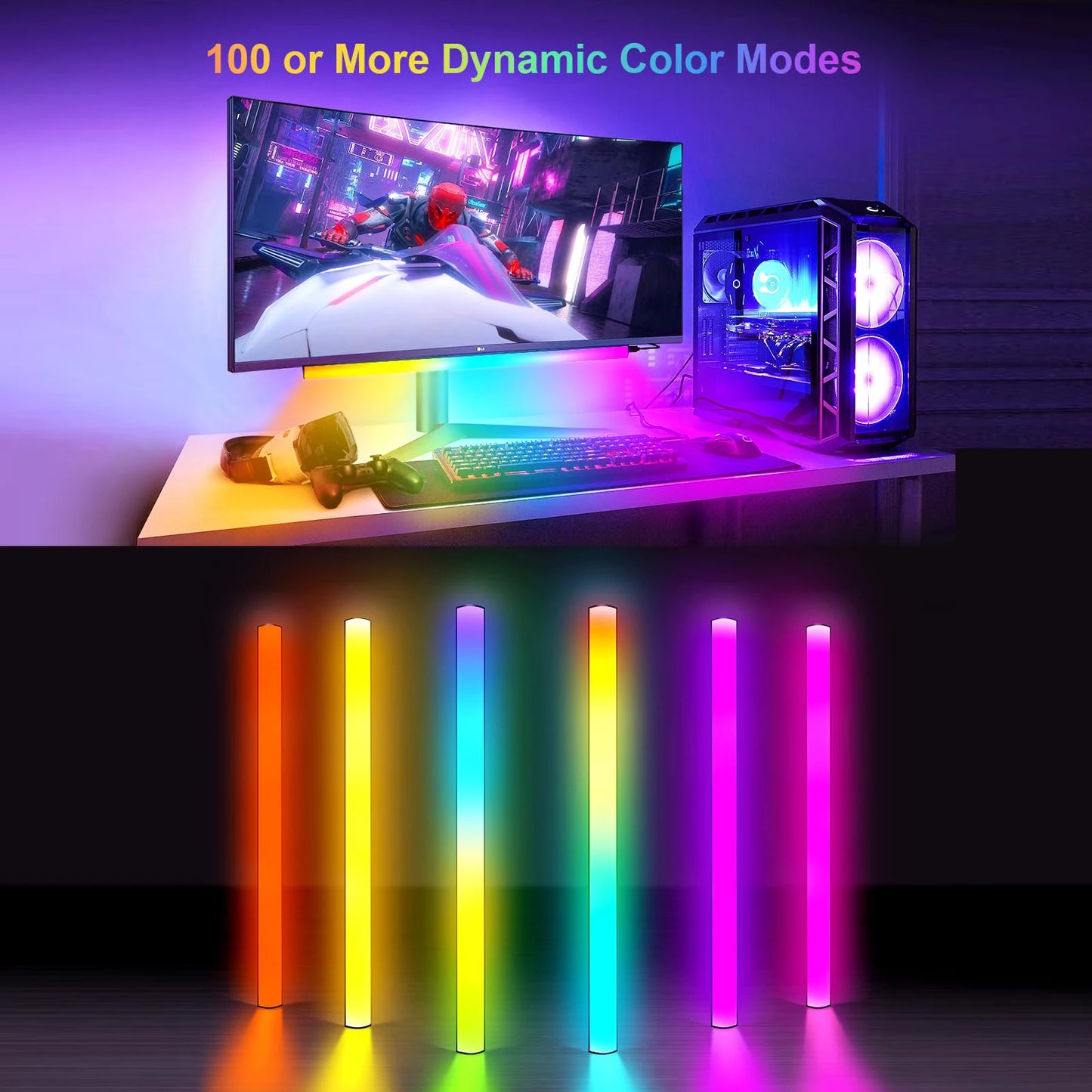 Smart RGB LED Under Monitor Light Bar Bluetooth APP Remote Control Computer Lamps Music Sync Timer Screen Hanging Desk Light