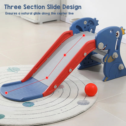 Slide Children's Slide Foldable with Basketball Hoop Stairs Climber Toddler Indoor Slide for 0~3 Years Old Easy Assembly
