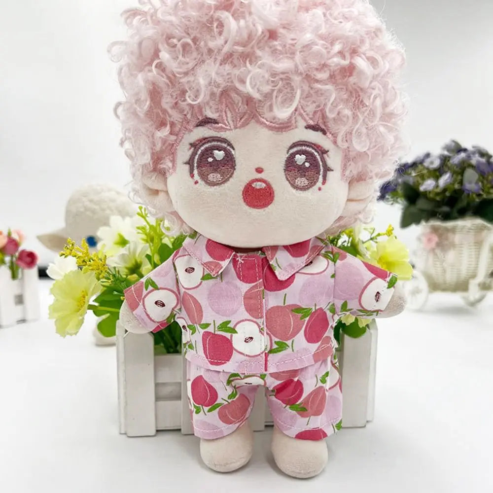 20CM Plush Doll Clothes Suit Fruit Animals Printing Lapel Shirt Pants Casual Wears Cotton Stuffed Toys Idol Dolls Accessories