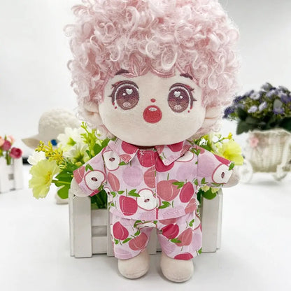 20CM Plush Doll Clothes Suit Fruit Animals Printing Lapel Shirt Pants Casual Wears Cotton Stuffed Toys Idol Dolls Accessories