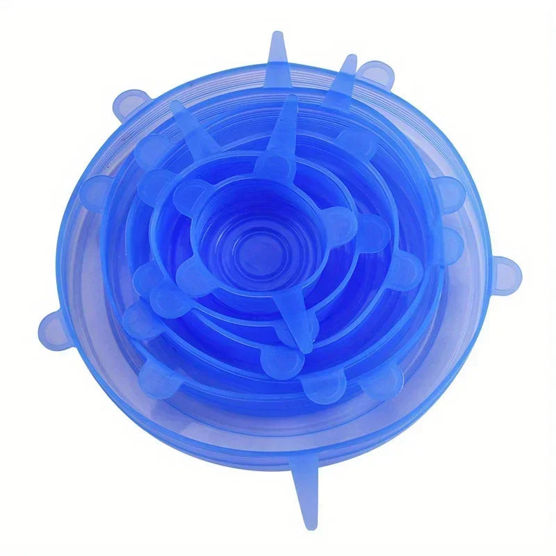 6pcs Silicone Stretch Lids, Food Bowl Covers, Reusable Food Saving Cover, Stretchable Multifunctional Fruit And Vegetable