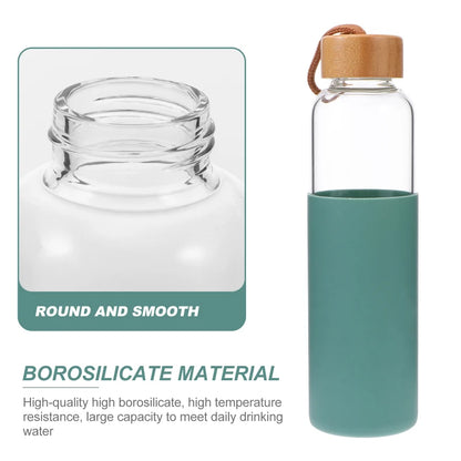 Outdoor Glass Cup Mini Water Bottles Student Water Bottles Portable Water Cup Drinking Cup With Bamboo Cover