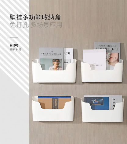 Self Adhesive Storage Box Rack for Door Home Kitchen Bathroom Fridge Organizer Stand Multifunctional Wall Mounted Storage Basket