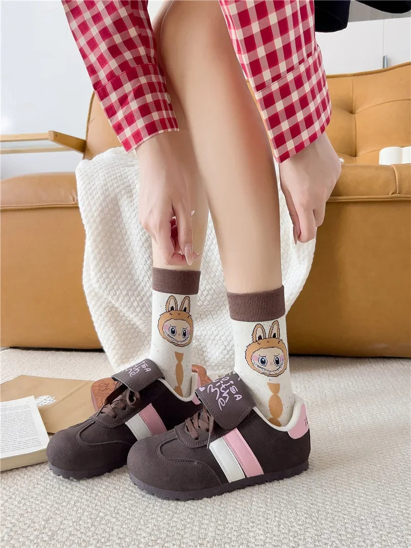 Labubu Mid Length Socks for Children Versatile Couples Trendy College Style Anime and Cartoon Department Labubu Cloth Long Socks
