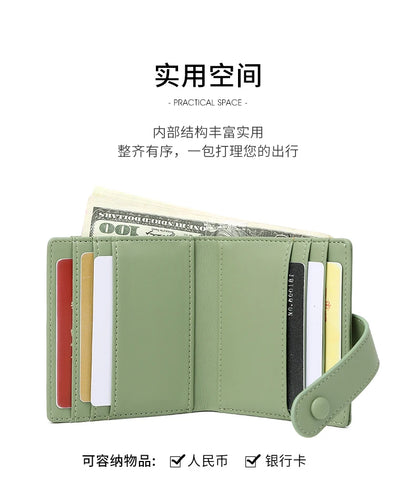 RFID Anti-blocking Wallet for Women, Multi-Card, Credit Card Bag, Lightweight and Simple, Short Buckle, Small, Fashion Wallet