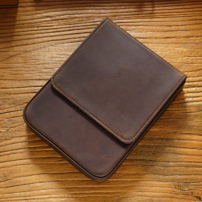 Crazy Horse Leather Pen Box Handmade Magnetic Drawer Style Student Pen Bag Storage Box Office Student Supplies