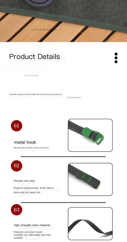 200cm Camping Outdoor Travel Equipment Durable Quick Release Luggage Strap with Stainless Steel Buckle Hook Release Type Gear