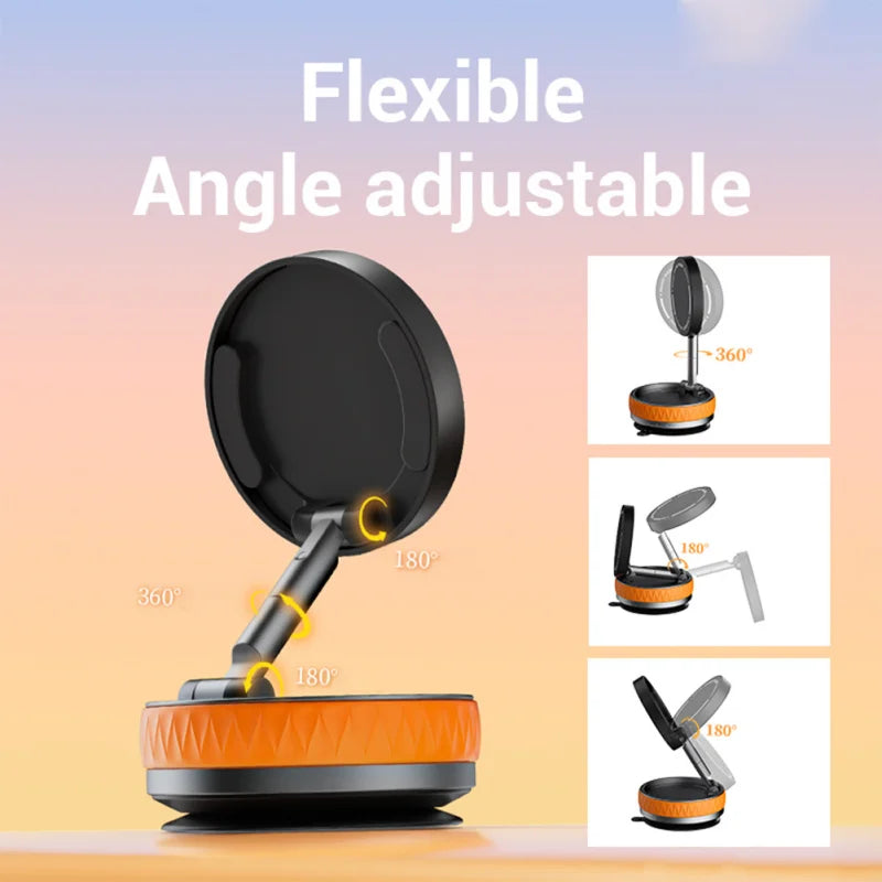 Magnetic Car Mount Stand Vacuum Strong Suction Stand Phone Holder Foldable 360 Rotation Adjustable Car Phone Bracket for Magsafe