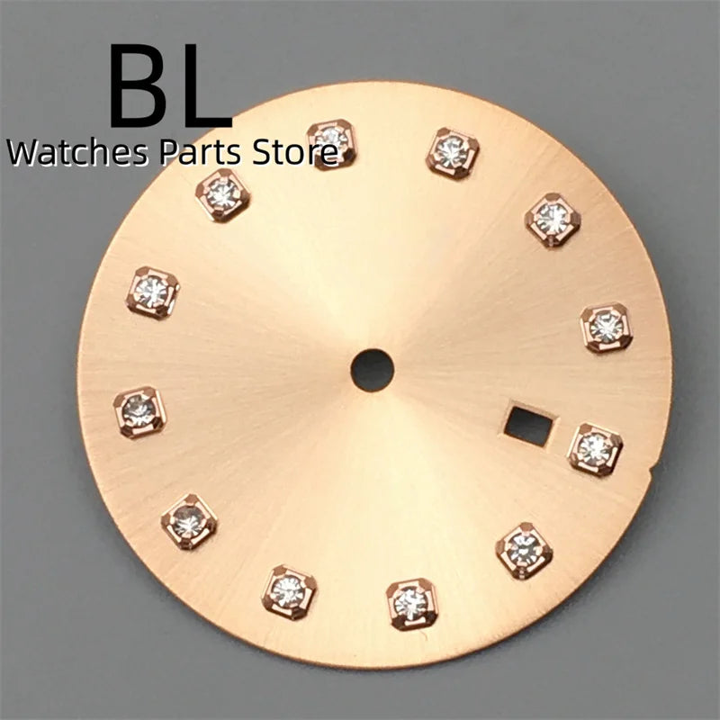BLIGER 24.5mm Watch Dial Hand Set Sunburst Gray Rose White Mother Pearl Dial Roman Diamond Index Fit NH05 Movement Women Watches
