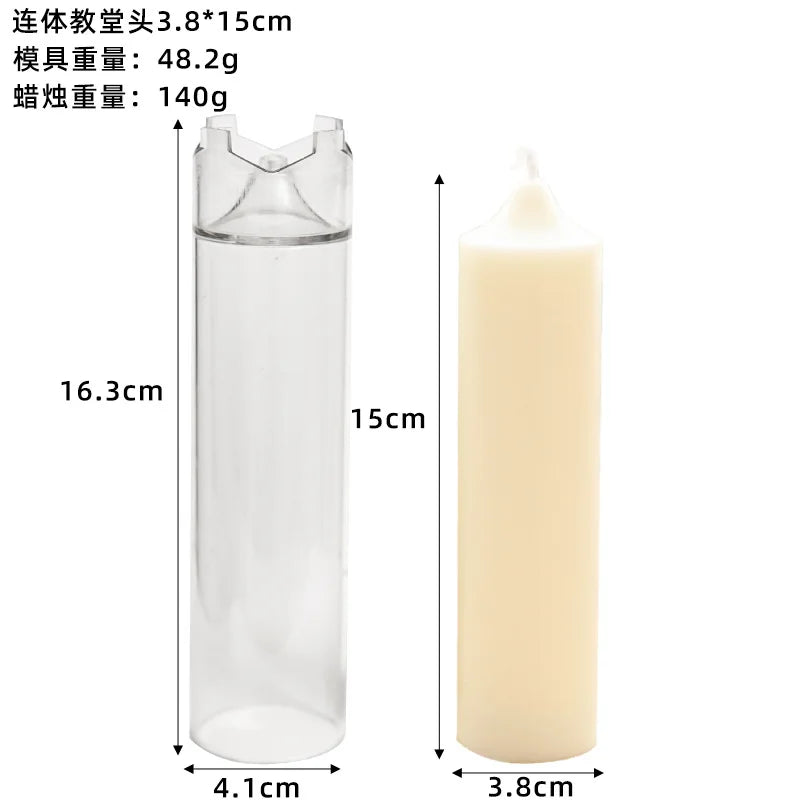 Spire Cylindrical Plastic Candle Mold DIY Geometric Conjoined Church Top Candles Making Supplies DIY Retro Church Wedding Decor