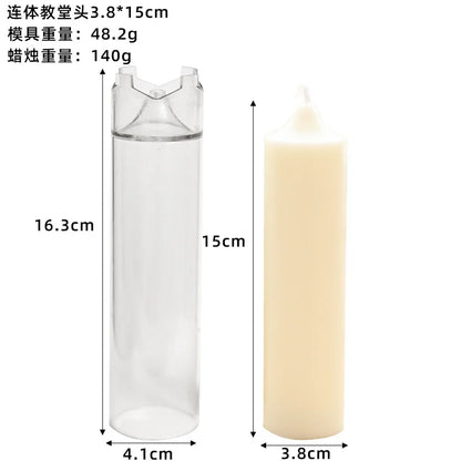 Spire Cylindrical Plastic Candle Mold DIY Geometric Conjoined Church Top Candles Making Supplies DIY Retro Church Wedding Decor