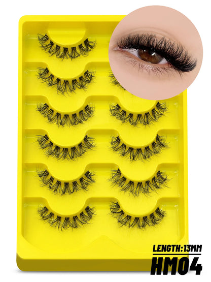 GROINNEYA Cat Eye Lashes Natural Look Mink Eyelashes Natural Look Faux Mink Wispy Soft Natural Clear Band Lashes Makeup