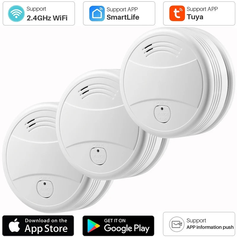 Tuya Smart Wifi Smoke Detector Sensor 80DB Alarm Fire Smoke Detector Wifi Fire Protection Home Security Alarm Smart Life APP