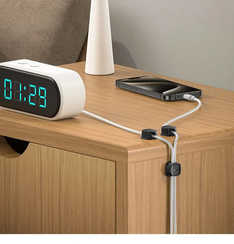 Baseus Cable Organizer Holder Magnetic Cable Smooth Adjustable Cord Holder Under Desk Cable Management Wire Keeper Cable Clips