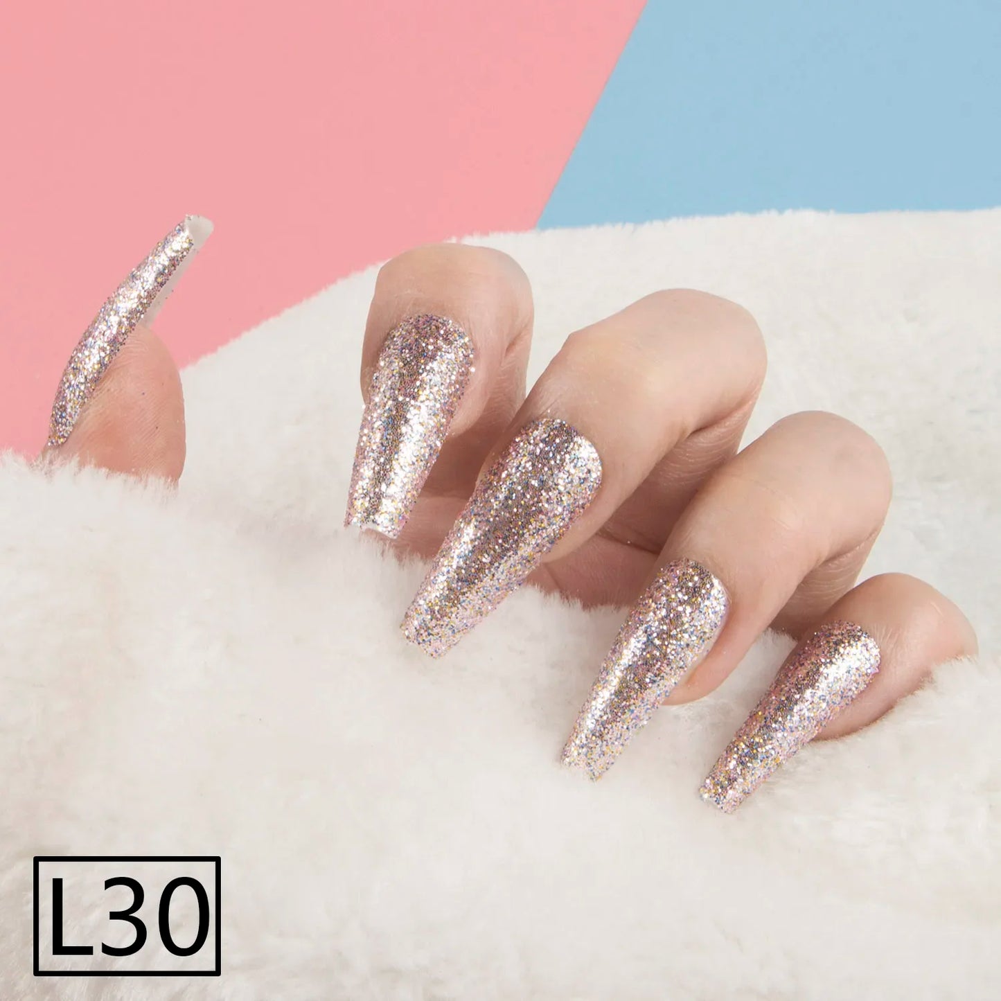 1 Set Glitter False Nail Tips Full Cover Ballerina Fake Nail Tips Press on Nail Tips Coffin