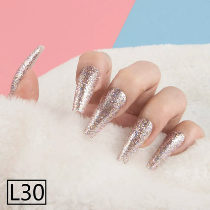 1 Set Glitter False Nail Tips Full Cover Ballerina Fake Nail Tips Press on Nail Tips Coffin