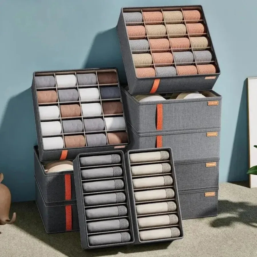 Wardrobe Clothes Organizer 6-20 Grids Clothes Trousers Jeans Storage Box Underwear Bra Socks Compartment Drawer Organizers boxes