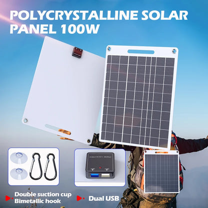 Portable Solar Phone Charger - 2 USB Ports 5V/2.4A Fast Charging for Outdoor Adventures & Emergency Power Supply