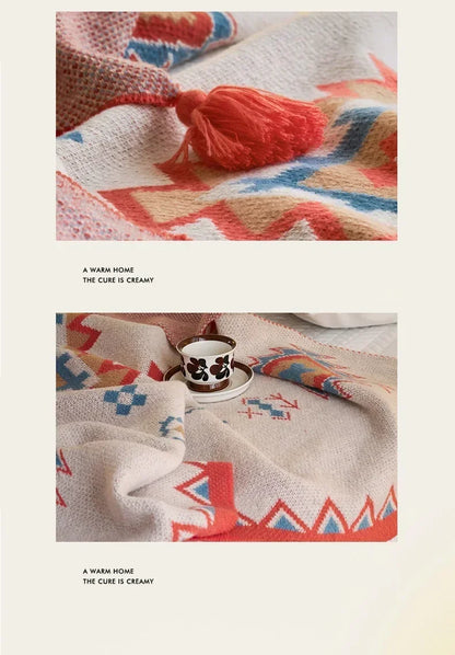 Bohemian Blanket Soft Sofa Cover Summer Blanket Office Nap Blankets Air Conditioning Blankets Knit Blanket For Travel