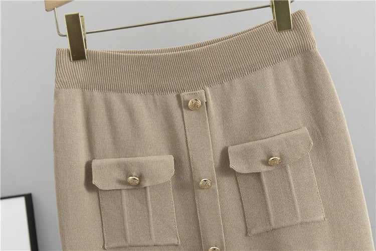 Elegant Office Sweaters Tops+slim High Waist Knitwear Skirts 2 Piece Sets Women New Streetwear Tracksuit Korean Fashion Autumn