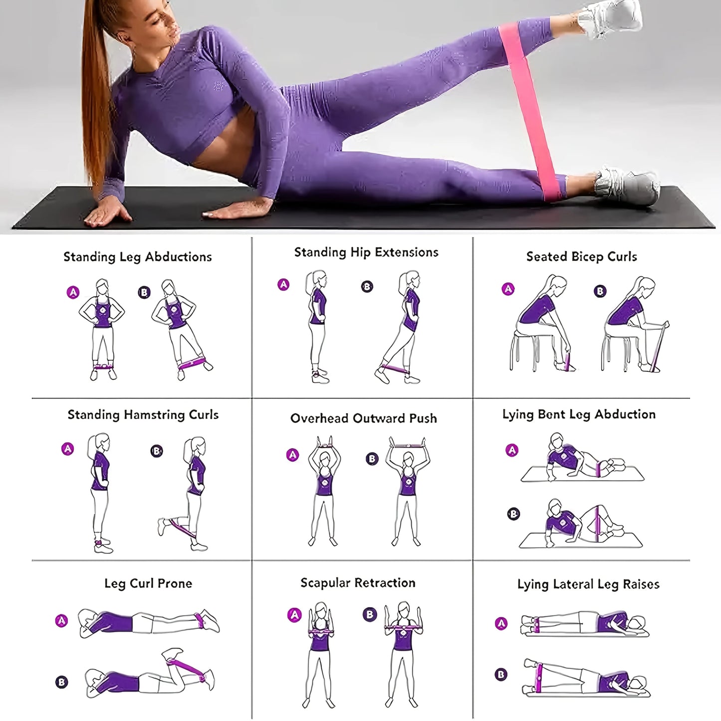 12 Pcs Pilates Loop Yoga Set, Including Yoga Ball, Tension Belt, Yoga Ring and Other Yoga Equipment, Yoga Accessories Set