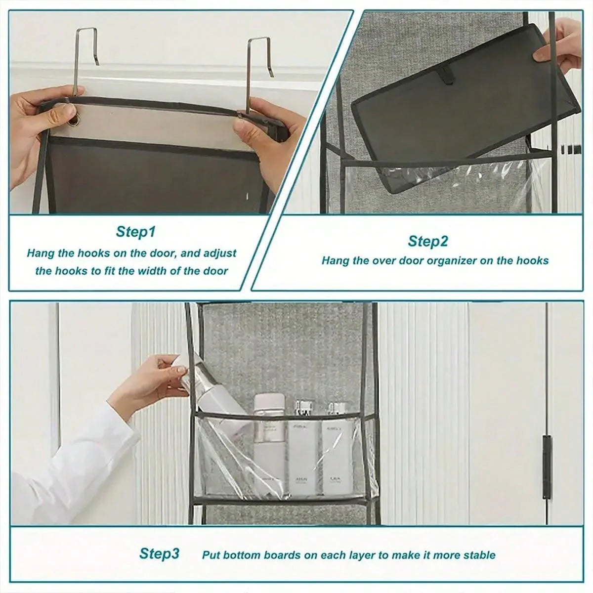 1pc/2pcs - Over-the-Door Organizer – Versatile, Foldable, Clear Wall-Mounted Storage Solution for Home Organization
