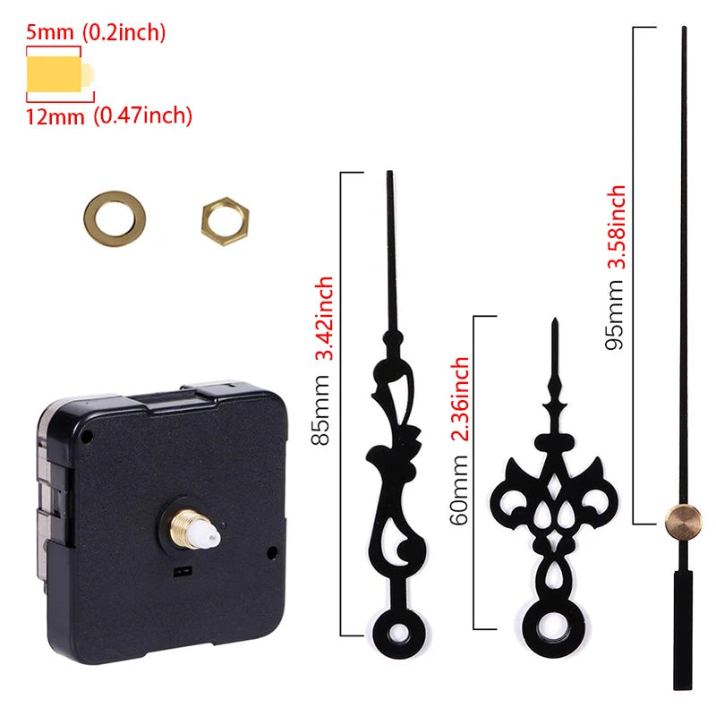 Clock Mechanism Silent Quartz Movement Machine Wall Hands Pointer Set Clockwork Table Long Shaft DIY Watches Repair Parts